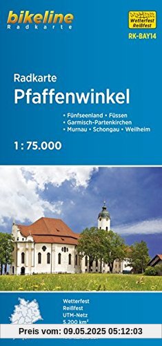 Radkarte Pfaffenwinkel (RK-BAY14): Fünfseenland – Füssen – Garmisch-Partenkirchen – Murnau – Schongau – Weilheim, 1:75.000, wetterfest/reißfest, GPS-tauglich mit UTM-Netz (Bikeline Radkarte)