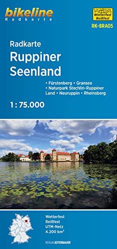 Radkarte Ruppiner Seenland (RK-BRA05): Fürstenberg – Gransee – Naturpark Stechlin-Ruppiner Land – Neuruppin – Rheinsberg, 1:75.000, wetterfest/reißfest, GPS-tauglich mit UTM-Netz (Bikeline Radkarte)