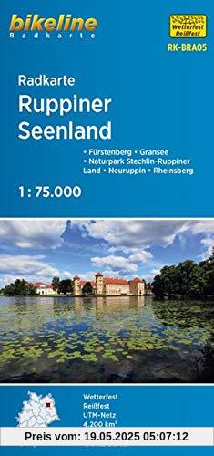 Radkarte Ruppiner Seenland (RK-BRA05): Fürstenberg – Gransee – Naturpark Stechlin-Ruppiner Land – Neuruppin – Rheinsberg, 1:75.000, wetterfest/reißfest, GPS-tauglich mit UTM-Netz (Bikeline Radkarte)