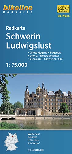 Radkarte Schwerin Ludwigslust (RK-MV04): Griese Gegend – Lewitz – Hagenow – Neustadt-Glewe – Schaalsee – Schweriner See, 1:75.000, wetterfest/reißfest, GPS-tauglich mit UTM-Netz (Bikeline Radkarte) von Esterbauer