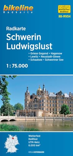 Radkarte Schwerin Ludwigslust (RK-MV04): Griese Gegend – Lewitz – Hagenow – Neustadt-Glewe – Schaalsee – Schweriner See, 1:75.000, wetterfest/reißfest, GPS-tauglich mit UTM-Netz (Bikeline Radkarte)