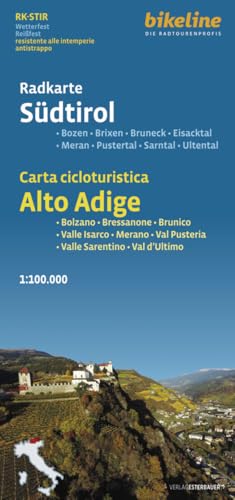 Radkarte Südtirol: Bozen – Brixen – Bruneck – Eisacktal – Meran – Pustertal – Sarntal – Ultental (Bolzano – Bressanone – Brunico – Valle Isarco – ... –Val d’Ultimo, 1:100.000 (Bikeline Radkarte) von Esterbauer