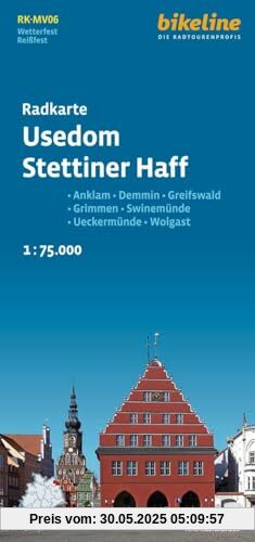 Radkarte Usedom, Stettiner Haff (RK-MV06): Anklam – Demmin – Greifswald – Grimmen – Swinemünde – Ueckermünde – Usedom – Wolgast, 1:75.000, wetterfest (Bikeline Radkarte)