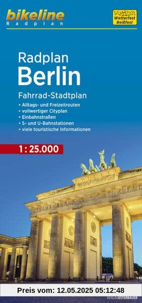 Radplan Berlin: Fahrrad-Stadtplan 1:25.000 (Bikeline Radkarte)