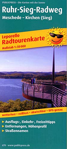 Ruhr-Sieg-Radweg, Meschede - Kirchen (Sieg): Leporello Radtourenkarte mit Ausflugszielen, Einkehr- & Freizeittipps, Straßennamen,wetterfest, reißfest, ... 1:50000 (Leporello Radtourenkarte: LEP-RK) von Publicpress