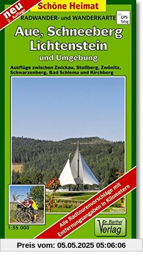 Radwander- und Wanderkarte Aue, Schneeberg, Lichtenstein und Umgebung: Ausflüge zwischen Zwickau, Stollberg, Zwönitz, Schwarzenberg, Bad Schlema und Kirchberg. 1:35000 (Schöne Heimat)