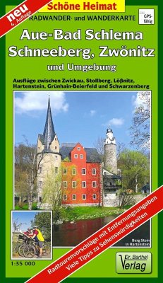 Radwander- und Wanderkarte Aue - Bad Schlema, Schneeberg, Zwönitz und Umgebung von Barthel