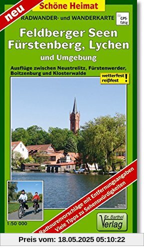 Radwander- und Wanderkarte Feldberger Seen, Fürstenberg, Lychen und Umgebung: Ausflüge zwischen Neustrelitz, Fürstenwerder, Boitzenburger und Klosterwalde. 1:50000 (Schöne Heimat)