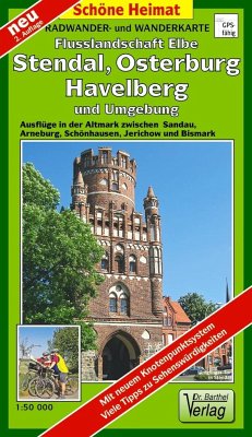 Radwander- und Wanderkarte Flusslandschaft Elbe, Stendal, Osterburg, Havelberg und Umgebung von Barthel