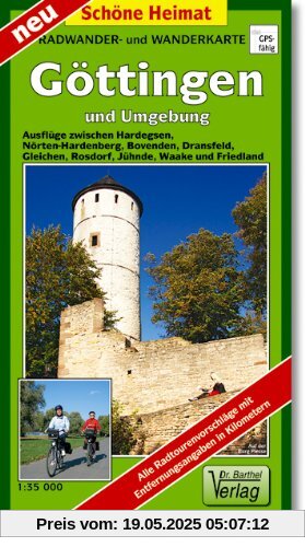 Radwander- und Wanderkarte Göttingen und Umgebung: Ausflüge zwischen Hardegsen, Nörten-Hardenberg, Bovenden, Dransfeld, Gleichen, Rosdorf, Jühnden, Waake und Friedland Radwander- und Wanderkarte Göttingen und Umgebung: Ausflüge zwischen Hardegsen, Nörten-Hardenberg, Bovenden, Dransfeld, Gleichen, Rosdorf, Jühnden, Waake und Friedland