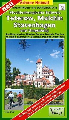 Radwander- und Wanderkarte Mecklenburgische Schweiz, Teterow, Malchin, Stavenhagen und Umgebung von Barthel