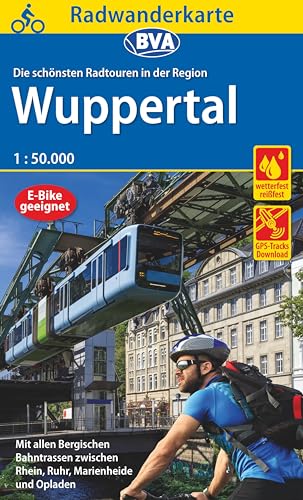 Radwanderkarte BVA Die schönsten Radtouren in der Region Wuppertal, 1:50.000, reiß- und wetterfest, GPS-Tracks Download, E-Bike geeignet: Bergische Bahntrassen (Radwanderkarte 1:50.000) von BVA BikeMedia