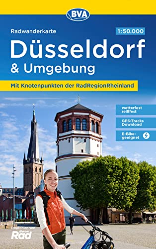 Radwanderkarte BVA Düsseldorf & Umgebung, mit Knotenpunkten der RadRegionRheinland, 1:50.000, reiß- und wetterfest, GPS-Tracks Download, E-Bike geeignet (Radwanderkarte 1:50.000) von BVA BikeMedia