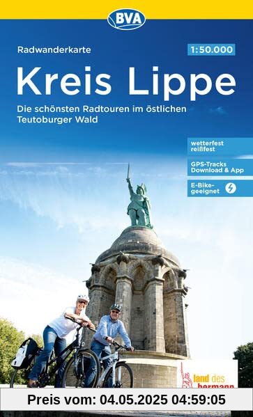 Radwanderkarte BVA Kreis Lippe Die schönsten Radtouren im östlichen Teutoburger Wald 1:50.000, reiß- und wetterfest, GPS-Tracks Download & App, E-Bike-geeignet (Radwanderkarte 1:50.000)