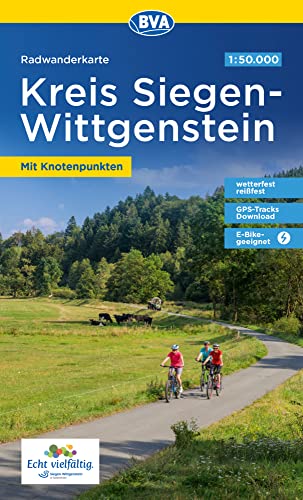 Radwanderkarte BVA Kreis Siegen-Wittgenstein mit Knotenpunkten 1:50.000, reiß- und wetterfest, GPS-Tracks Download, E-Bike-geeignet (Radwanderkarte 1:50.000) von BVA BikeMedia