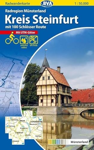 Radwanderkarte BVA Radregion Münsterland Kreis Steinfurt mit 100 Schlösser Route 1:50.000, reiß- und wetterfest, GPS-Tracks Download: Mit 100 ... reißfest. GPS-genau (Radwanderkarte 1:50.000) von BVA BikeMedia