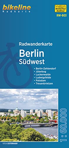 Radwanderkarte Berlin Südwest (RW-B03): Berlin-Zehlendorf – Jüterbog – Luckenwalde – Ludwigsfelde – Potsdam – Treuenbrietzen, 1:60.000, ... mit UTM-Netz (bikeline Radwanderkarte) von Esterbauer GmbH