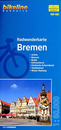 Radwanderkarte Bremen RW-HB1: Achim – Brake – Delmenhorst – Bassum – Osterholz-Scharmbeck – Teufelsmoor – Weser-Radweg, 1:60.000, wetterfest/reißfest, ... mit UTM-Netz (bikeline Radwanderkarte) von Esterbauer GmbH