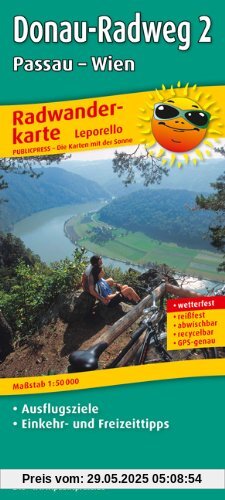 Radwanderkarte Donau-Radweg 2 Passau-Wien: Mit Ausflugszielen, Einkehr- und Freizeittipps, reissfest, wetterfest, abwischbar. 1:50000: Radwanderkarte ... beschriftbar und wieder abwischbar Radwanderkarte Donau-Radweg 2 Passau-Wien: Mit Ausflugszielen, Einkehr- und Freizeittipps, reissfest, wetterfest, abwischbar. 1:50000: Radwanderkarte ... beschriftbar und wieder abwischbar