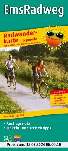 Radwanderkarte EmsRadweg: Mit Ausflugszielen, Einkehr- & Freizeittipps, wetterfest, reißfest, abwischbar, GPS-genau. 1:50000: Radwanderkarte ... wetterfest, reissfest, abwischbar, GPS-genau