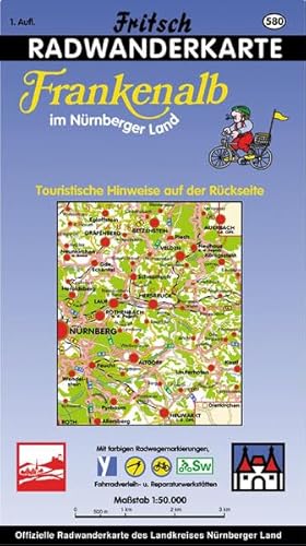 Radwanderkarte Frankenalb im Nürnberger Land: Landkreis Nürnberg: Radwanderkarte mit farbigen Radwegemarkierungen, Fahrradverleih- und ... Nürnberger Land (Fritsch Radkarte 1:50000)