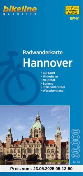 Radwanderkarte Hannover RW-H1: Burgdorf - Hildesheim - Neustadt - Weserbergland - Steinhuder Meer - Springe (bikeline Radwanderkarte)