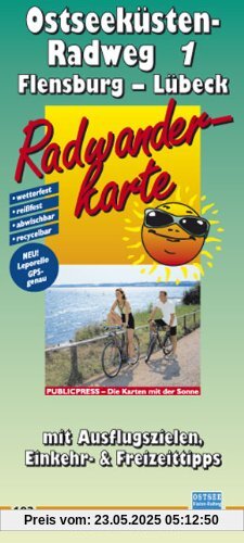 Radwanderkarte Ostseeküsten-Radweg 1, Flensburg - Lübeck