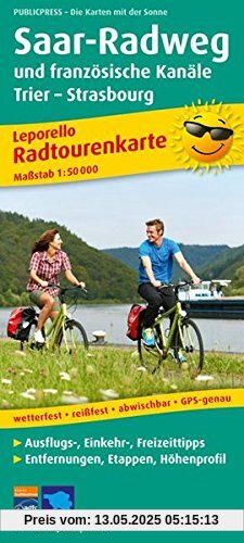 Radwanderkarte Saar-Radweg und französische Kanäle, Konz - Strasbourg: Mit Ausflugszielen, Einkehr- & Freizeittipps, wetterfest, reißfest, abwischbar, GPS-genau. 1:50000 Radwanderkarte Saar-Radweg und französische Kanäle, Konz - Strasbourg: Mit Ausflugszielen, Einkehr- & Freizeittipps, wetterfest, reißfest, abwischbar, GPS-genau. 1:50000