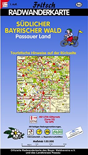 Radwanderkarte Südlicher Bayerischer Wald - Passauer Land von Fritsch Landkartenverlag