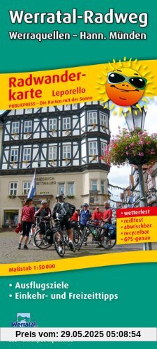 Radwanderkarte Werratal-Radweg: Mit Ausflugszielen, Einkehr- und Freizeittipps, reissfest, wetterfest, abwischbar, GPS-genau. 1:50000: Radwanderkarte ... wetterfest, abwischbar, recycelbar, GPS-genau Radwanderkarte Werratal-Radweg: Mit Ausflugszielen, Einkehr- und Freizeittipps, reissfest, wetterfest, abwischbar, GPS-genau. 1:50000: Radwanderkarte ... wetterfest, abwischbar, recycelbar, GPS-genau
