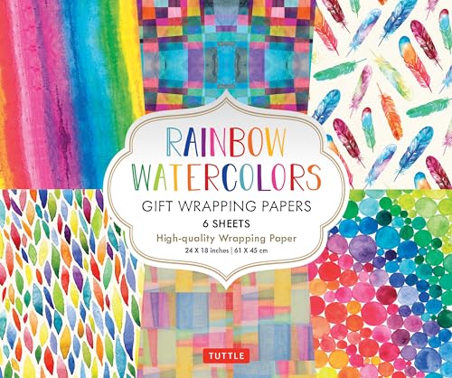 Rainbow Watercolors Gift Wrapping Papers: 6 Sheets of High-Quality 24 X 18 Inch Wrapping Paper von Tuttle Publishing