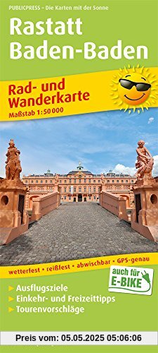 Rastatt, Baden-Baden: Rad- und Wanderkarte mit Ausflugszielen, Einkehr- & Freizeittipps, wetterfest, reißfest, abwischbar, GPS-genau. 1:50000