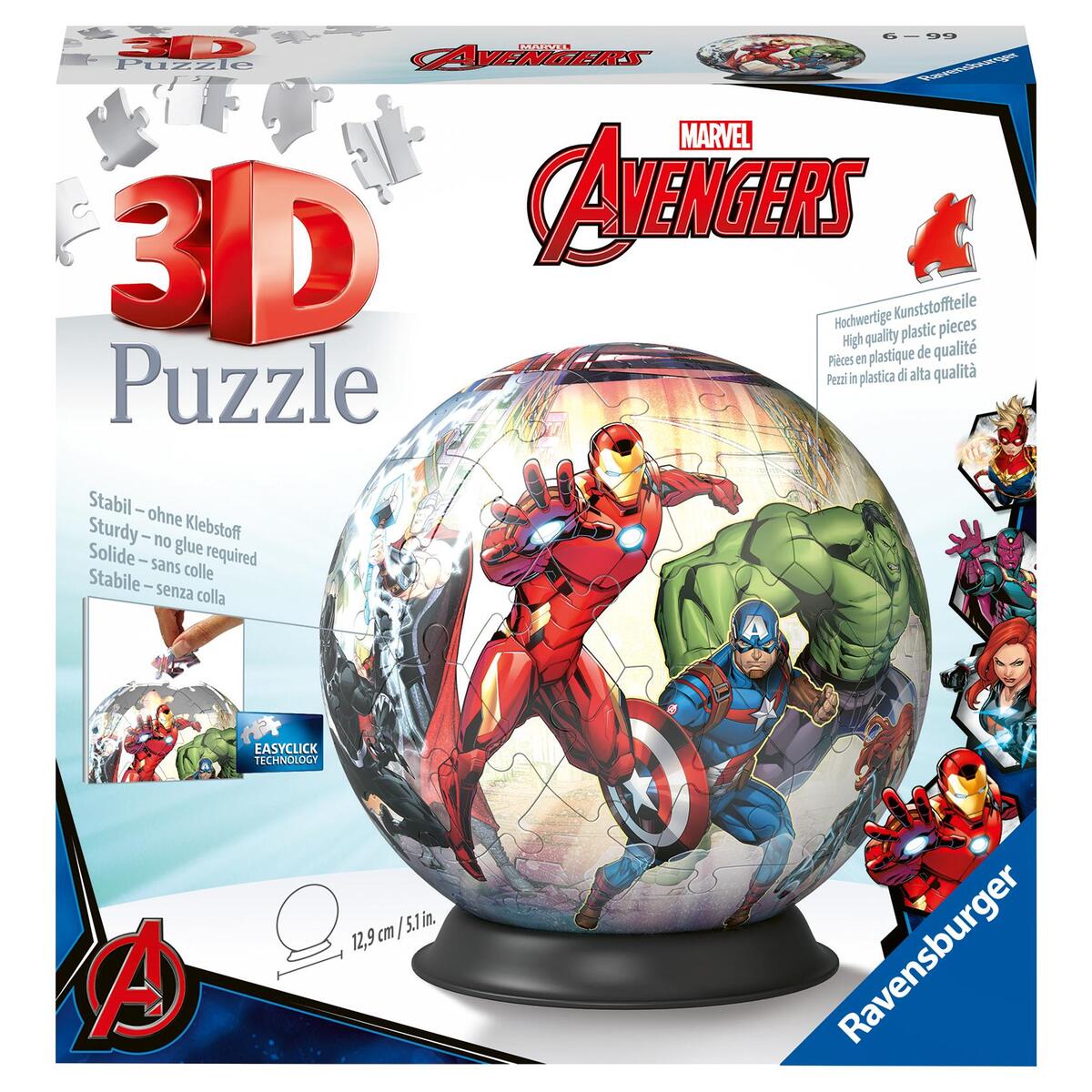 Ravensburger 3D Puzzle 11496 - Puzzle-Ball Avengers - 72 Teile - Puzzle-Ball für... von Ravensburger Spieleverlag