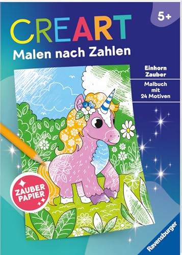 Ravensburger CreArt Malen nach Zahlen ab 5: Einhorn Zauber, Malbuch, 24 Motive, Zauberpapier Ravensburger CreArt Malen nach Zahlen ab 5: Einhorn Zauber, Malbuch, 24 Motive, Zauberpapier
