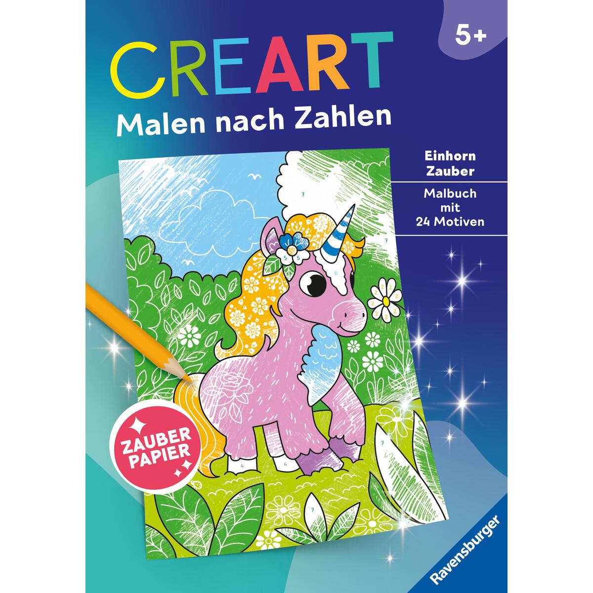 CreArt Malen nach Zahlen ab 5 - Zauberpapier: Einhorn Zauber von Ravensburger Verlag