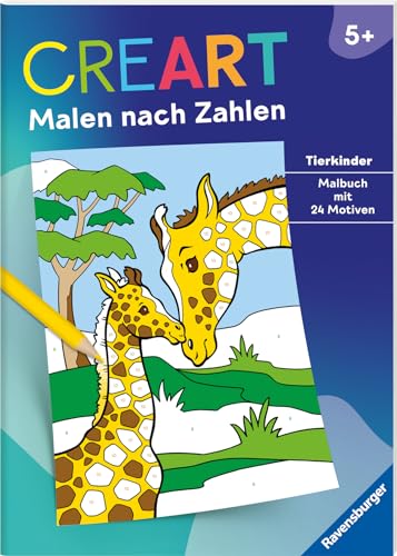 Ravensburger CreArt Malen nach Zahlen ab 5: Tierkinder, Malbuch, 24 Motive von Ravensburger