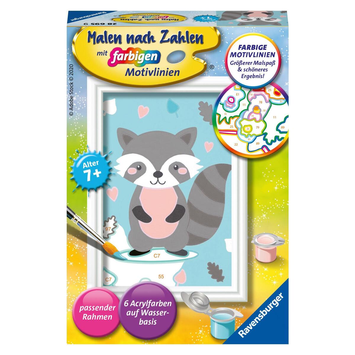 Ravensburger Malen nach Zahlen 28695- Süßer Waschbär - Kinder ab 7 Jahren von Ravensburger Spieleverlag