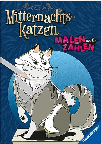 Ravensburger Malen nach Zahlen Mitternachtskatzen - 32 Motive abgestimmt auf Buntstiftsets mit 24 Farben (Stifte nicht enthalten) - Malbuch mit nummerierten Ausmalfeldern für fortgeschrittene Fans Ravensburger Malen nach Zahlen Mitternachtskatzen - 32 Motive abgestimmt auf Buntstiftsets mit 24 Farben (Stifte nicht enthalten) - Malbuch mit nummerierten Ausmalfeldern für fortgeschrittene Fans