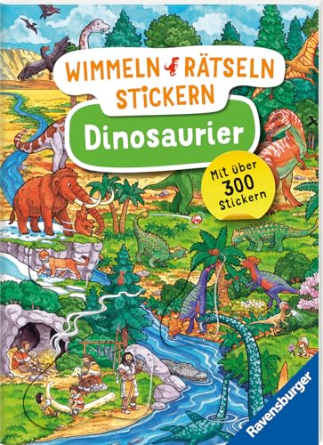 Ravensburger Wimmeln, Rätseln, Stickern: Dinosaurier - Stickerbuch ab 4 Jahren, 13 Wimmelbilder, über 300 Sticker, Dinosaurier von Ravensburger Verlag GmbH
