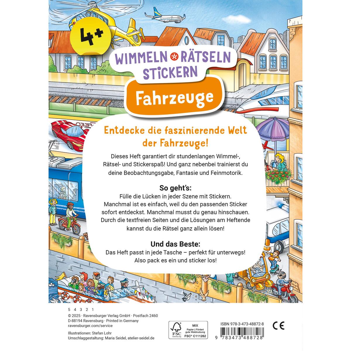 Wimmeln, Rätseln, Stickern: Fahrzeuge von Ravensburger Verlag