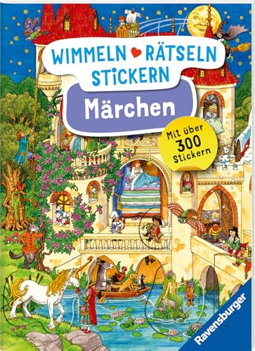 Ravensburger Wimmeln, Rätseln, Stickern: Märchen - Stickerbuch ab 4 Jahren, 13 Wimmelbilder, über 300 Sticker, Märchen Ravensburger Wimmeln, Rätseln, Stickern: Märchen - Stickerbuch ab 4 Jahren, 13 Wimmelbilder, über 300 Sticker, Märchen