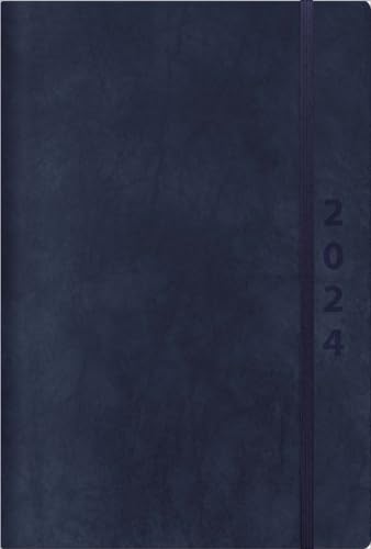 ReLeather Daily dunkelblau 2024: Terminplaner groß. DIN A5 Termin-kalender mit Vintage-leder und Tageskalendarium. von Korsch Verlag