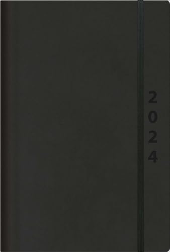 ReLeather Daily schwarz 2024: Terminplaner groß. DIN A5 Termin-kalender mit Vintage-leder und Tageskalendarium. von Korsch Verlag