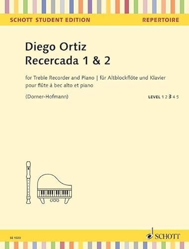 Recercada 1 & 2: Alt-Blockflöte und Klavier. (Schott Student Edition - Repertoire)
