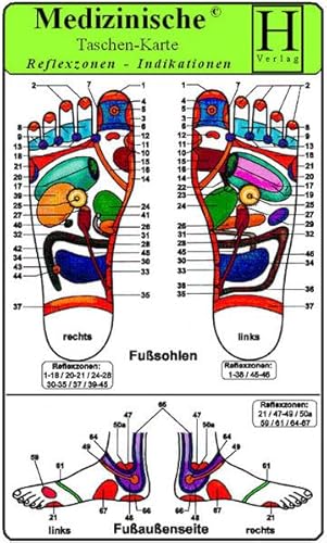 Reflexzonen Indikation Füsse - Medizinische Taschen-Karte: 4 Karten Set