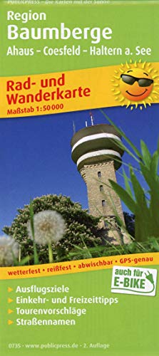 Region Baumberge, Ahaus - Coesfeld - Haltern a. See: Rad- und Wanderkarte mit Ausflugszielen, Einkehr- & Freizeittipps, wetterfest, reißfest, ... 1:50000 (Rad- und Wanderkarte: RuWK)