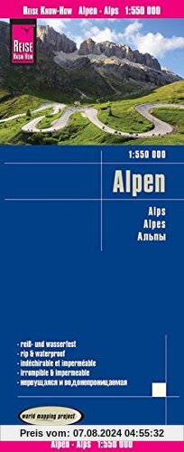 Reise Know-How Landkarte Alpen (1:550.000): world mapping project