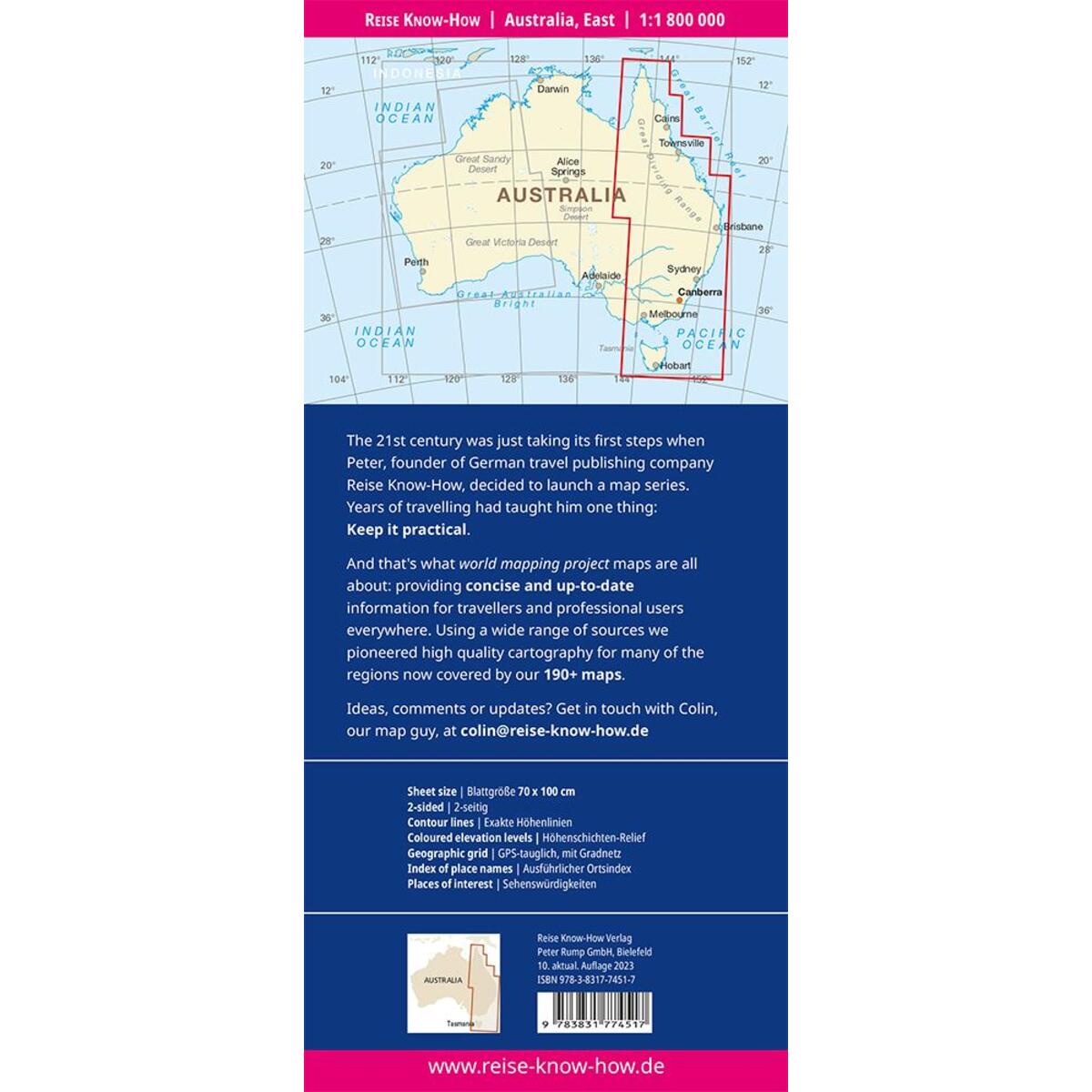 Reise Know-How Landkarte Australien, Ost / Australia, East (1:1.800.000) von Reise Know-How Rump GmbH