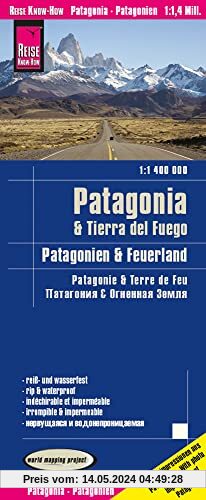 Reise Know-How Landkarte Patagonien, Feuerland / Patagonia, Tierra del Fuego (1:1.400.000): reiß- und wasserfest (world mapping project)