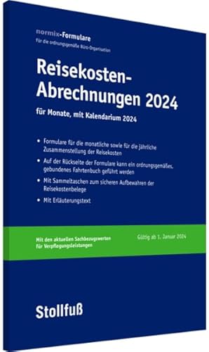 Reisekosten-Abrechnung 2024 mit Kalendarium (Stollfuss-Formulare) von Stollfuß Verlag